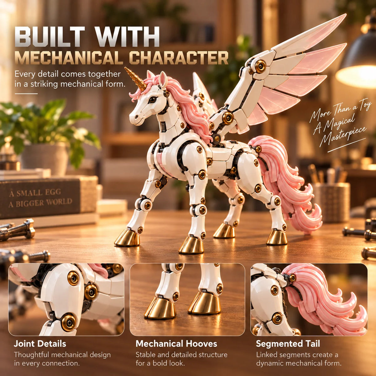 Transforming Unicorn Figure Egg-to-Unicorn Mechanical Wings