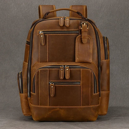 Travel Backpack Full-Grain Leather Fits 15.6-Inch Laptop