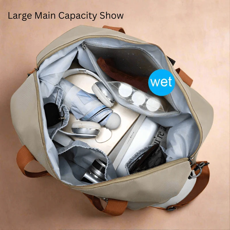 Travel Bag Waterproof Shoe Compartment Wet-Dry Separation