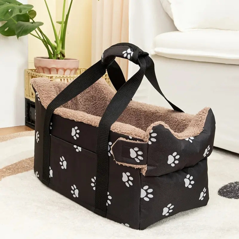 Travel Pet Bed Plush Lining Adjustable Safety Straps