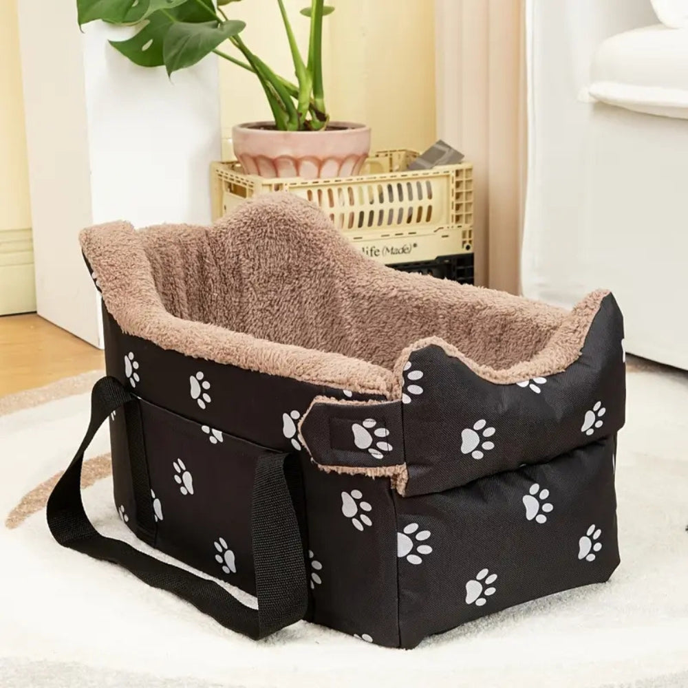 Travel Pet Bed Plush Lining Adjustable Safety Straps