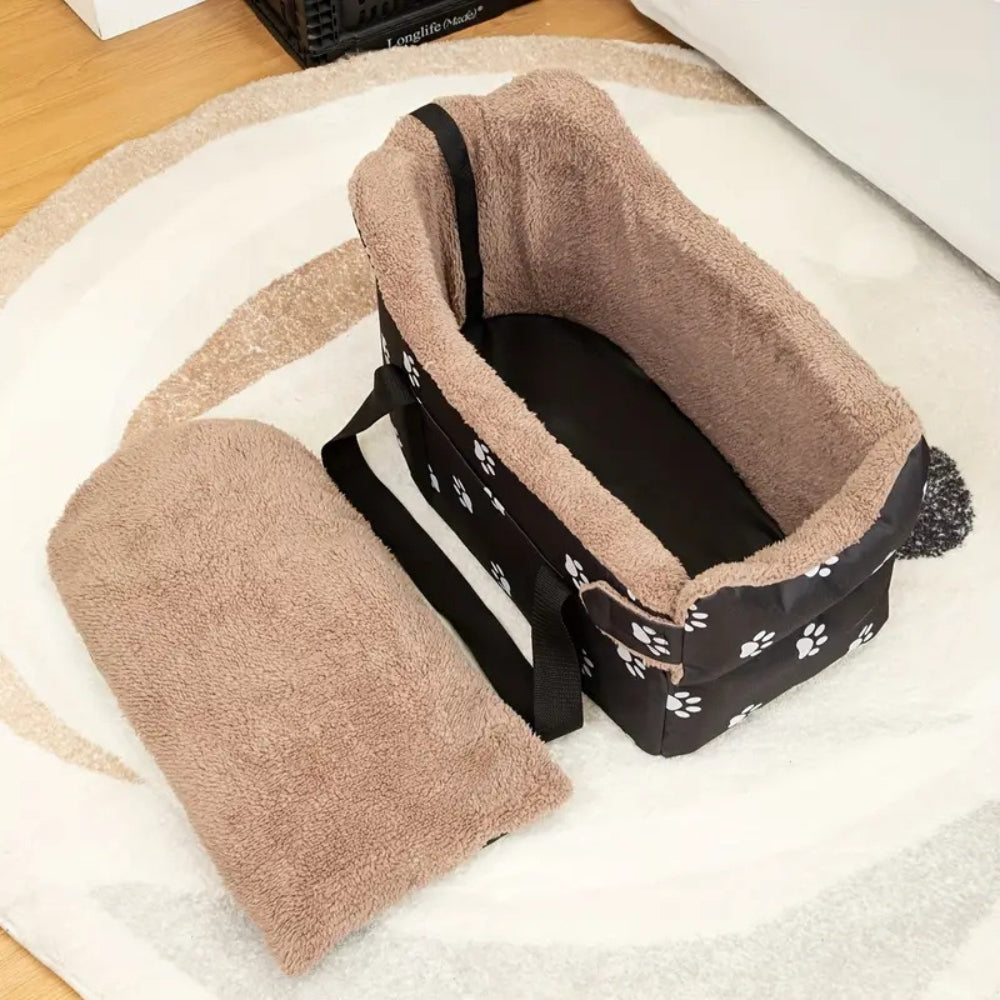 Travel Pet Bed Plush Lining Adjustable Safety Straps