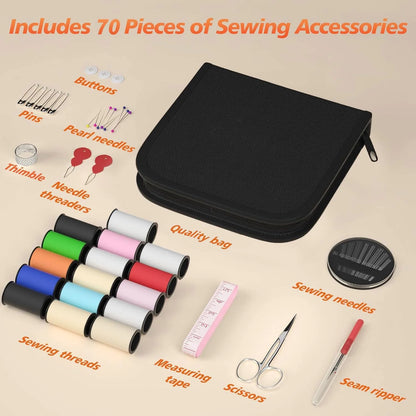 Travel Sewing Kit Compact Portable With Threads Needles Buttons & Scissors