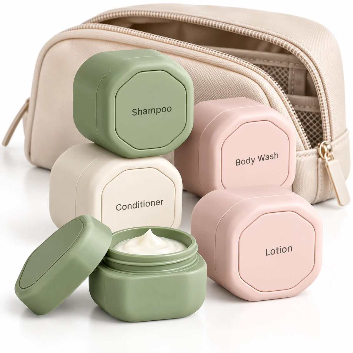 Travel Toiletry Jars Silicone Leakproof Stackable