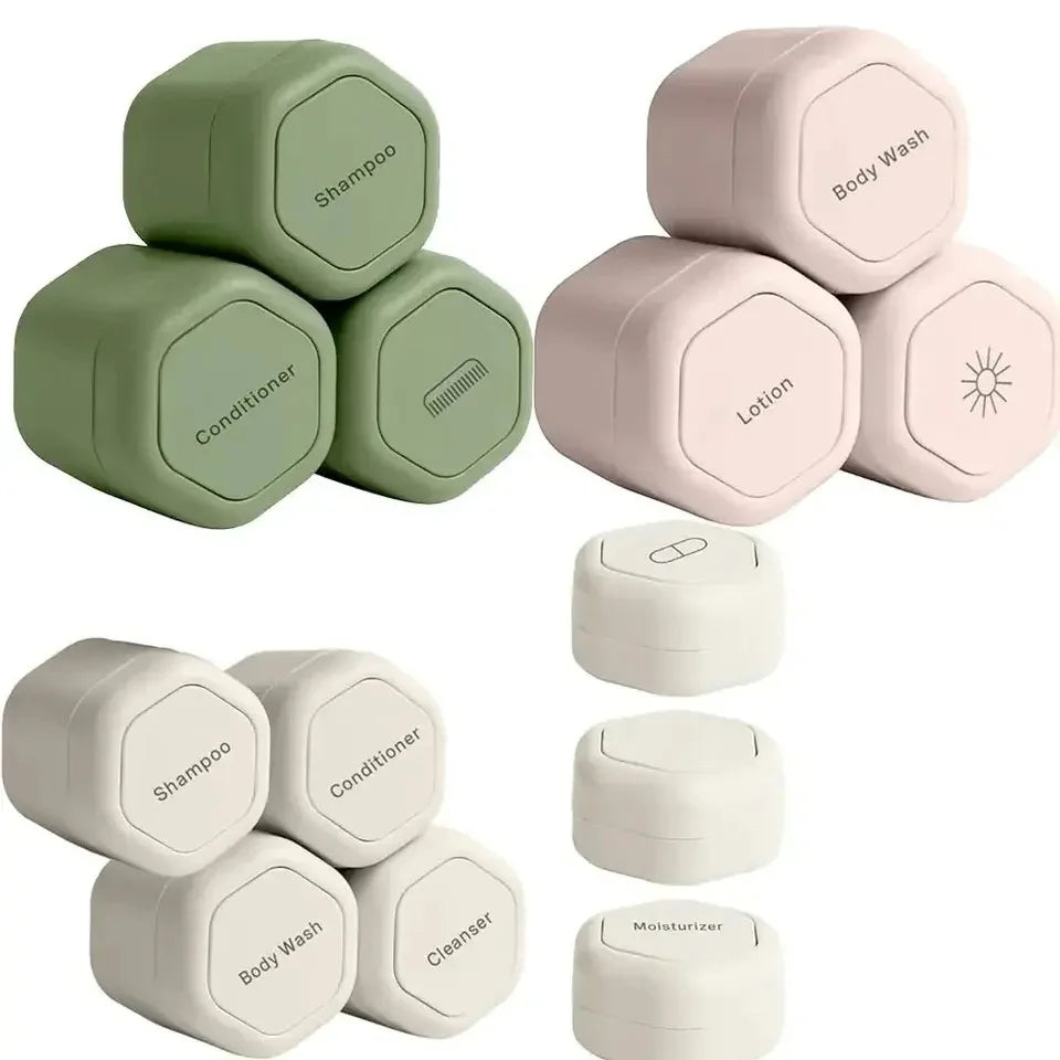 Travel Toiletry Jars Silicone Leakproof Stackable