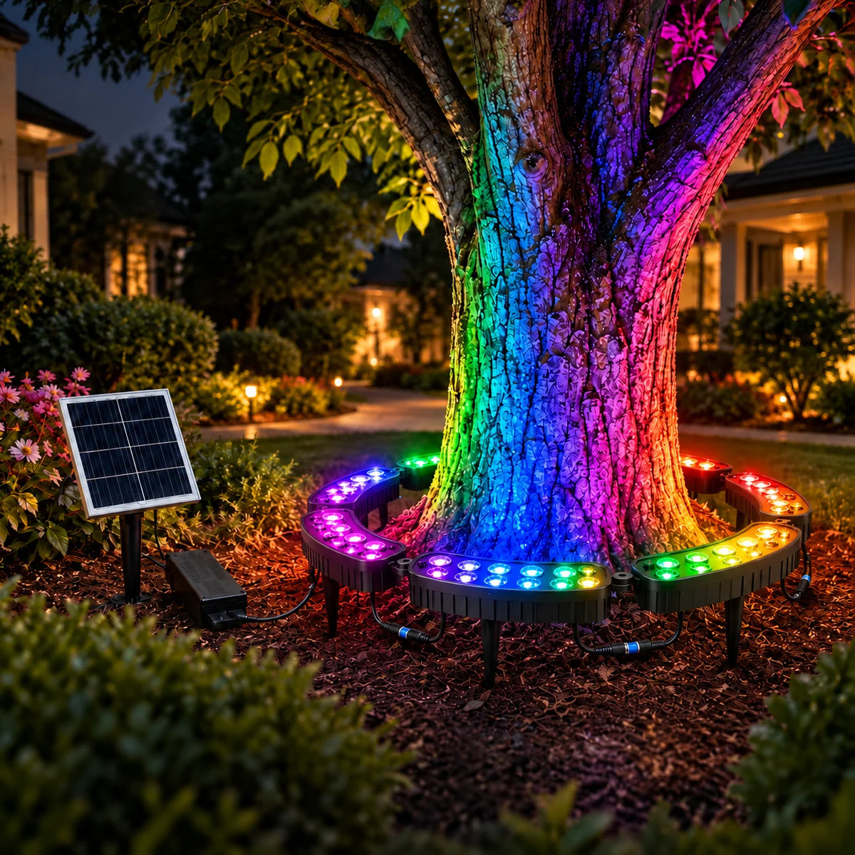 Tree Ring Light Solar-Powered 7-Color RGB