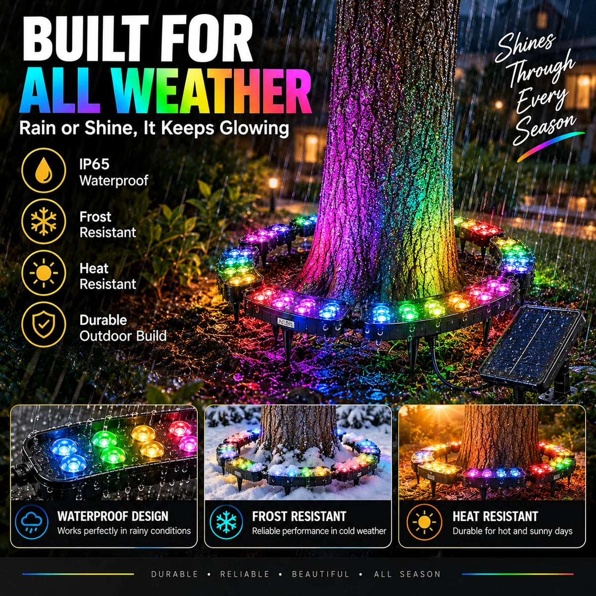 Tree Ring Light Solar-Powered 7-Color RGB