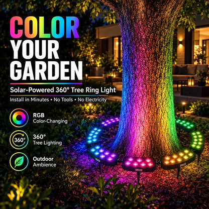 Tree Ring Light Solar-Powered 7-Color RGB