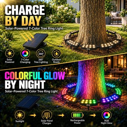 Tree Ring Light Solar-Powered 7-Color RGB