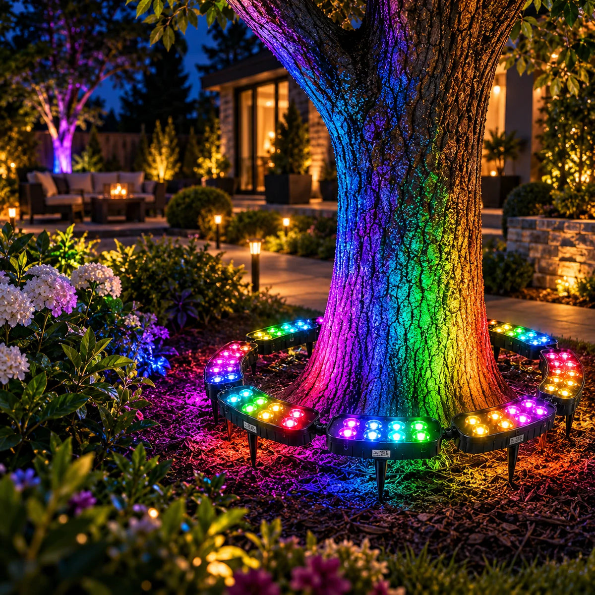 Tree Ring Light Solar-Powered 7-Color RGB