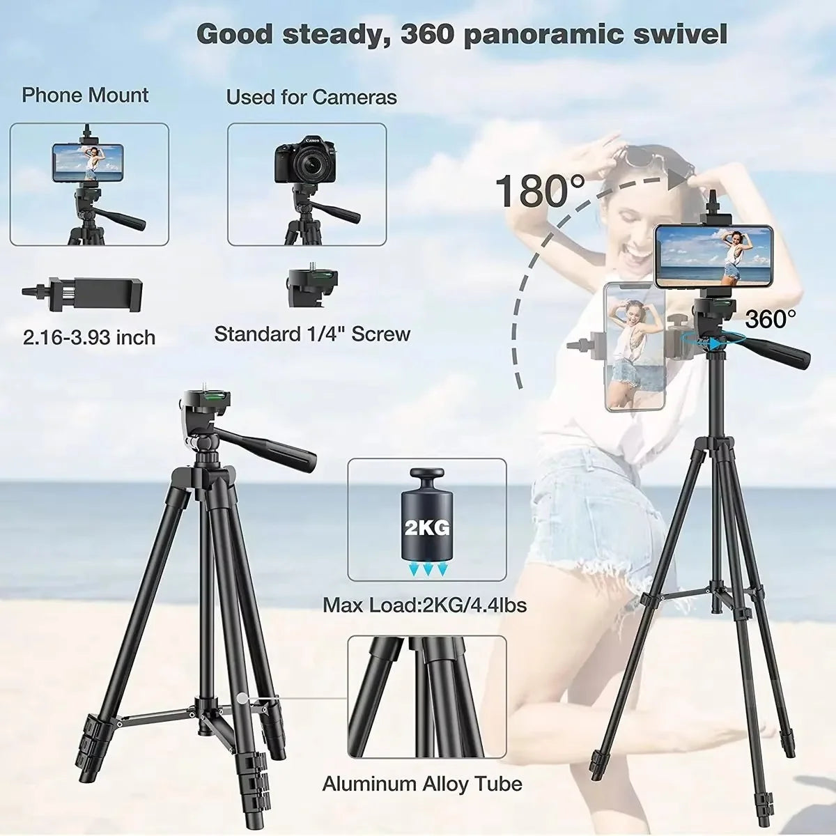 Tripod Stand Adjustable Height Wireless Remote