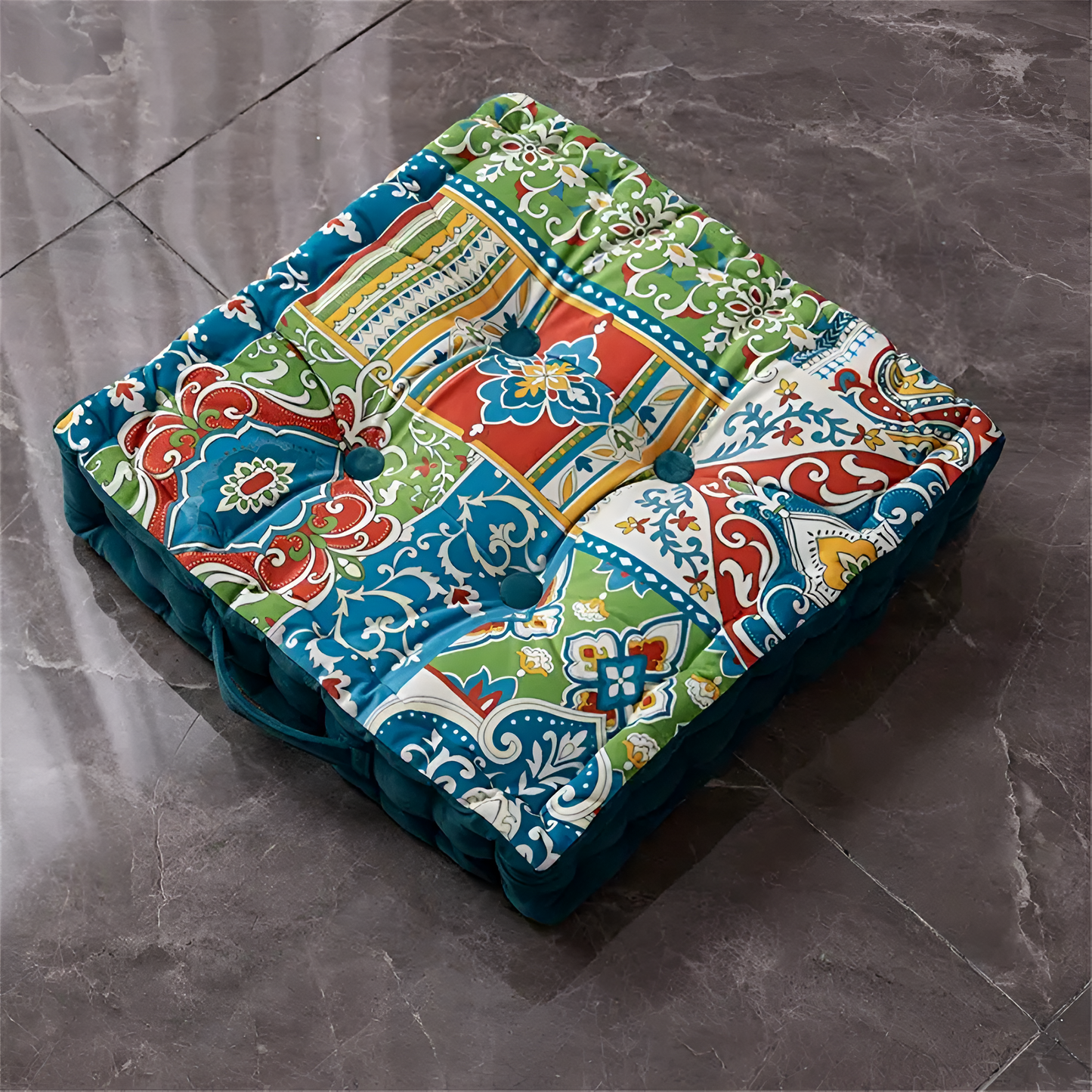 Tufted Floor Cushion Velvet Handcrafted Easy Care
