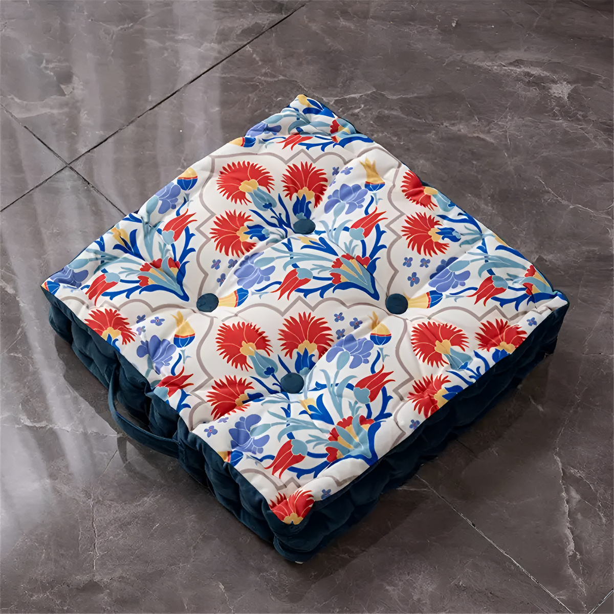 Tufted Floor Cushion Velvet Handcrafted Easy Care