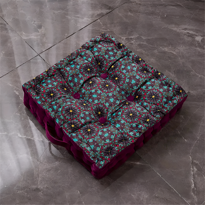Tufted Floor Cushion Velvet Handcrafted Easy Care