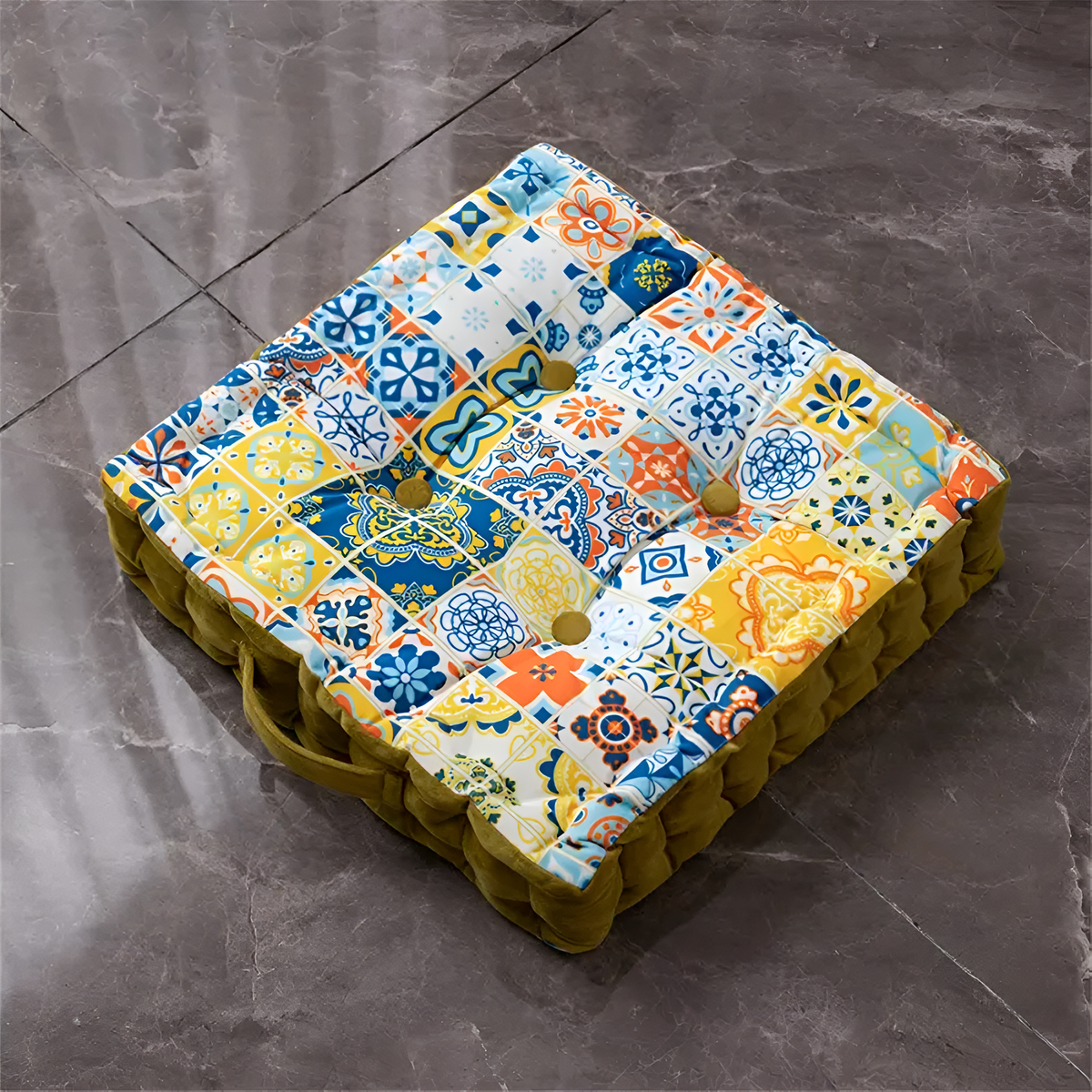 Tufted Floor Cushion Velvet Handcrafted Easy Care