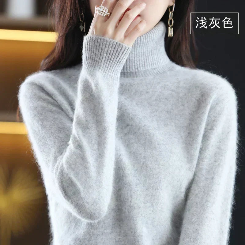 Turtleneck Sweater 100% Cashmere Lightweight Fitted Fit
