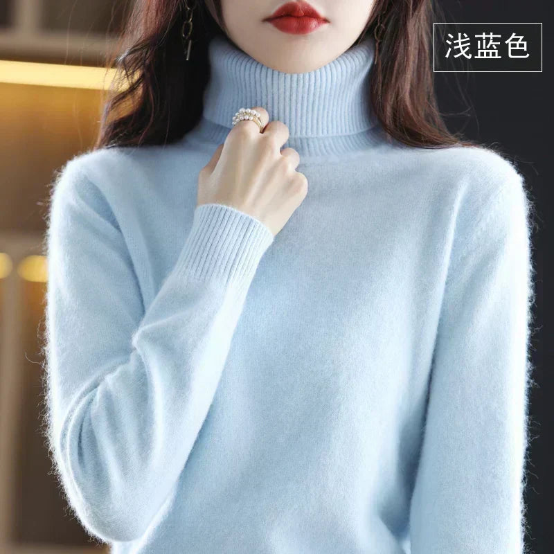 Turtleneck Sweater 100% Cashmere Lightweight Fitted Fit