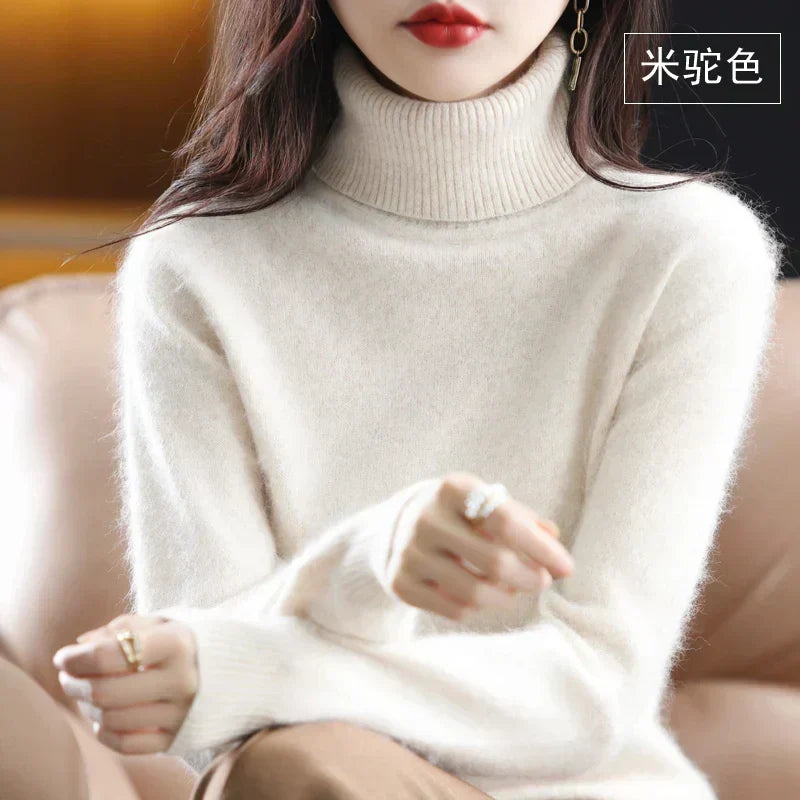 Turtleneck Sweater 100% Cashmere Lightweight Fitted Fit
