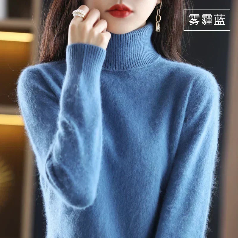 Turtleneck Sweater 100% Cashmere Lightweight Fitted Fit