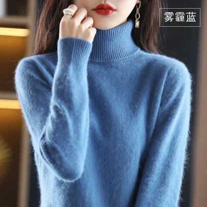 Turtleneck Sweater 100% Cashmere Lightweight Fitted Fit