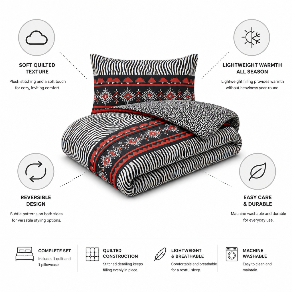 Twin Quilt Set Quilted Reversible Lightweight