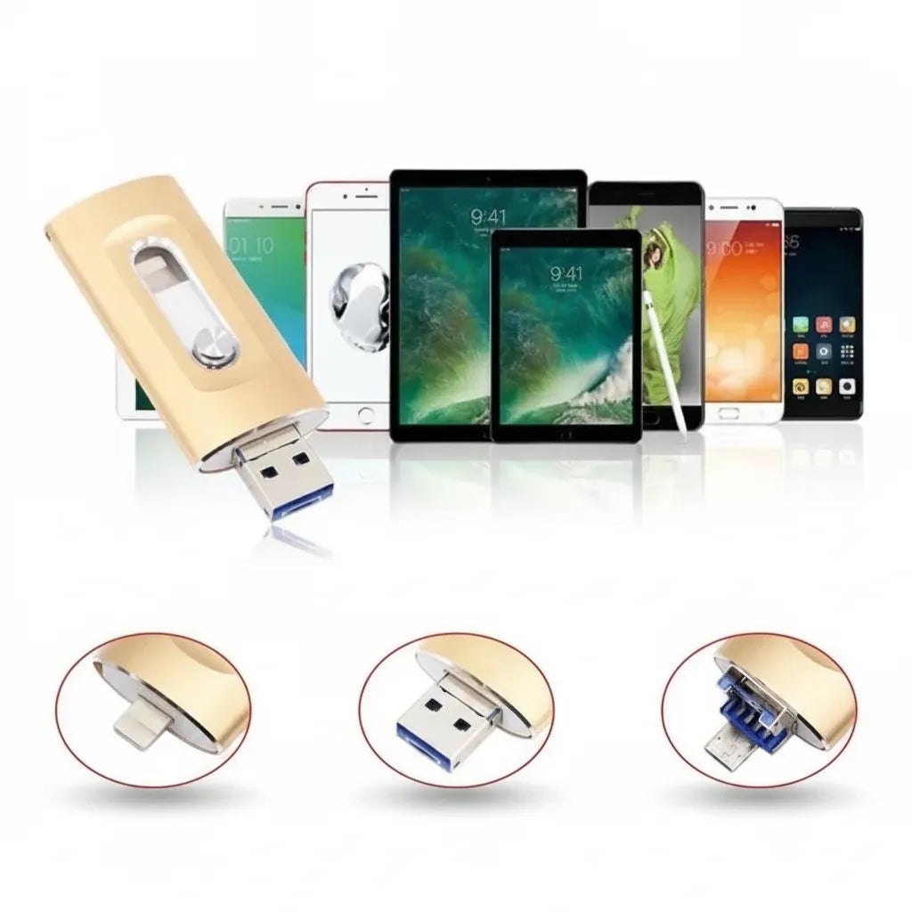 USB Flash Drive 3-in-1 Lightning USB-C USB-A