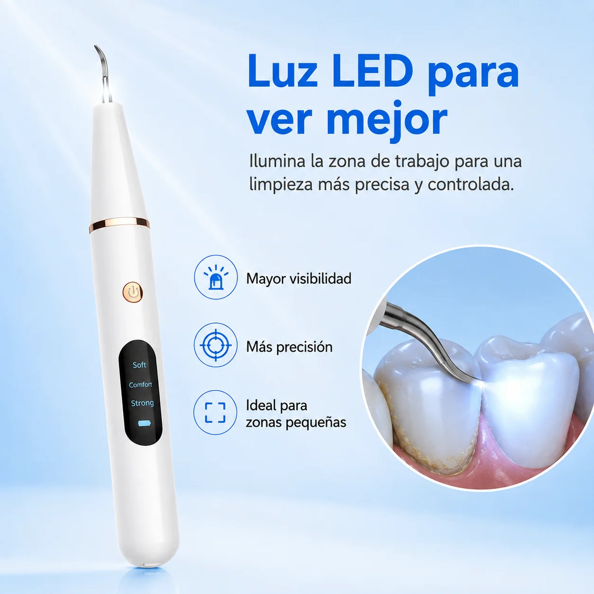 Ultrasonic Dental Cleaner 3 Modes Built-In LED