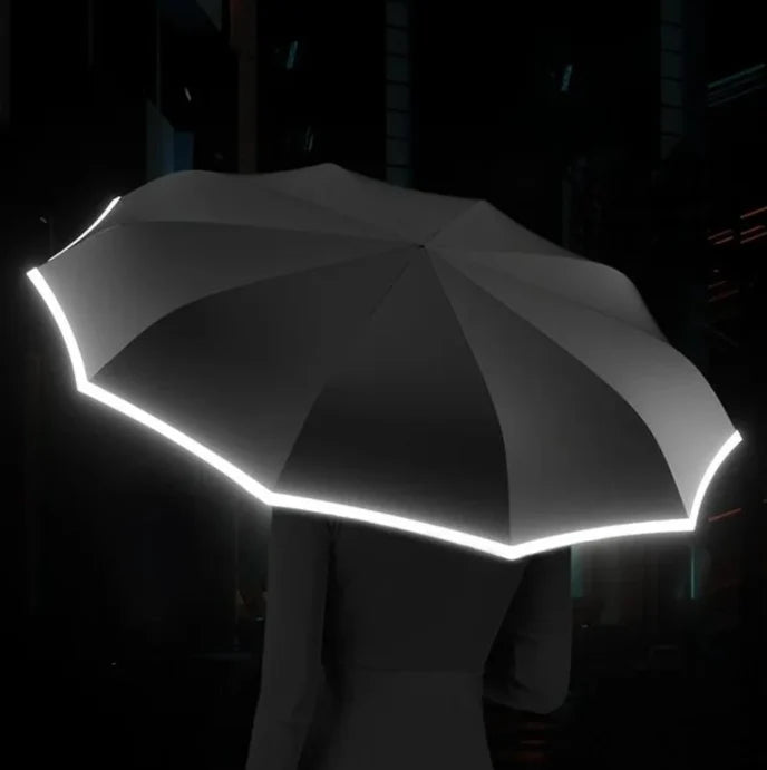 Umbrella Wind-Resistant Reflective Trim Compact Foldable Style