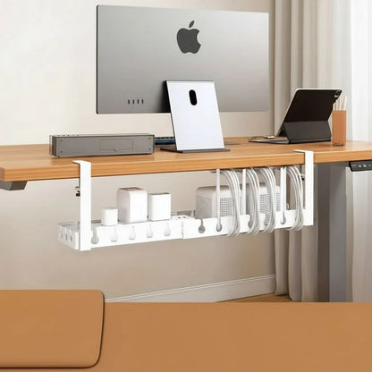 Under-Desk Cable Organizer Adjustable Strap & Secure Clips