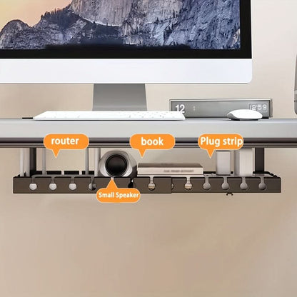 Under-Desk Cable Organizer Adjustable Strap & Secure Clips