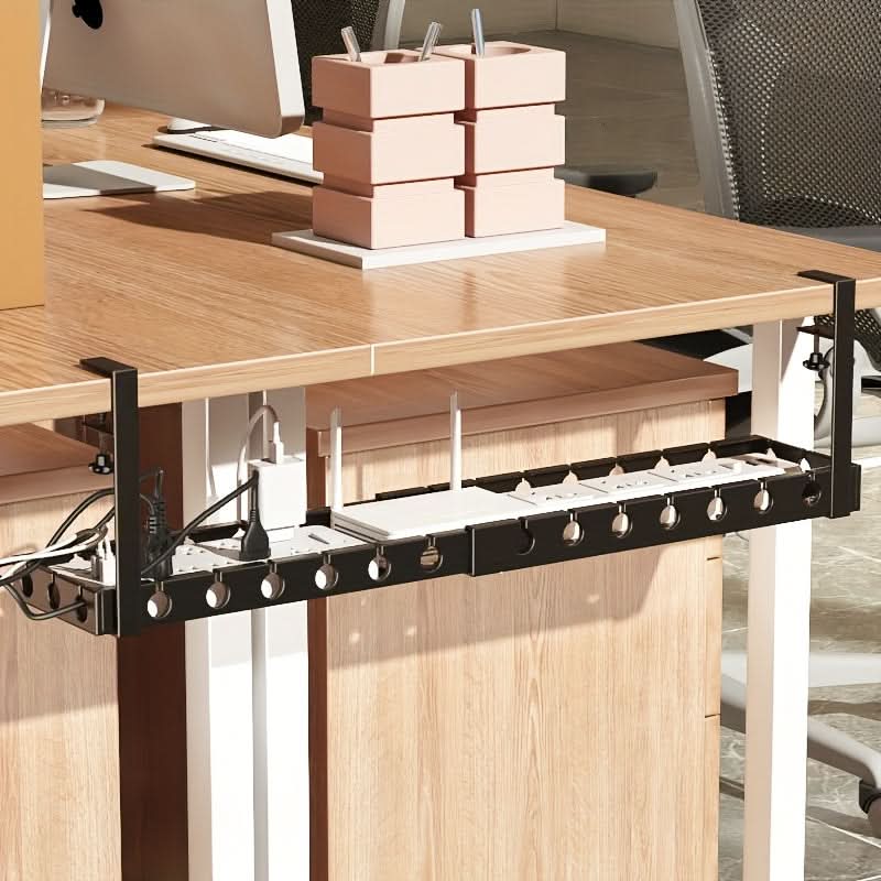 Under-Desk Cable Organizer Adjustable Strap & Secure Clips