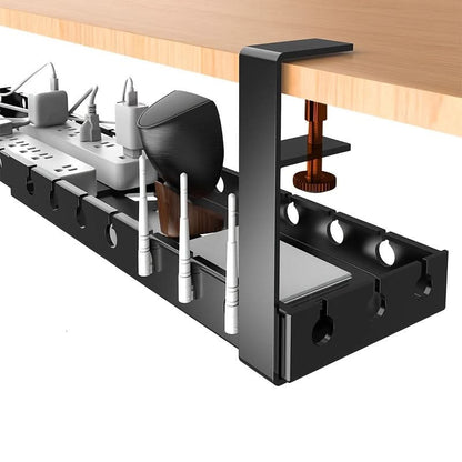 Under-Desk Cable Organizer Adjustable Strap & Secure Clips