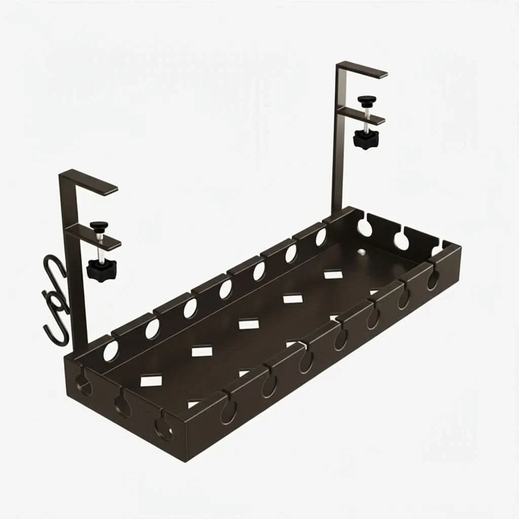 Under-Desk Cable Organizer Adjustable Strap & Secure Clips