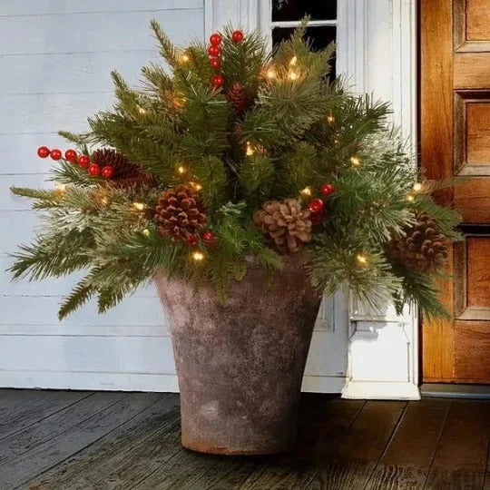 Urn Filler Evergreen Warm White LED Lights Automatic Timer