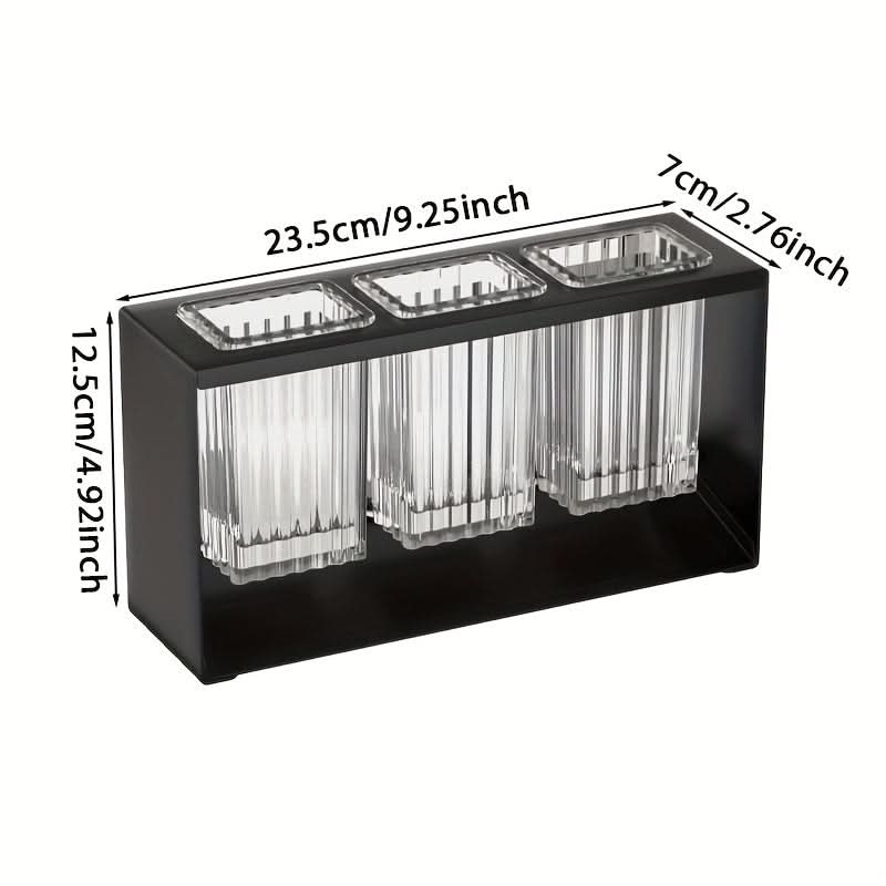 Utensil Holder 3 Cup Multi-Compartment Built-In Drain