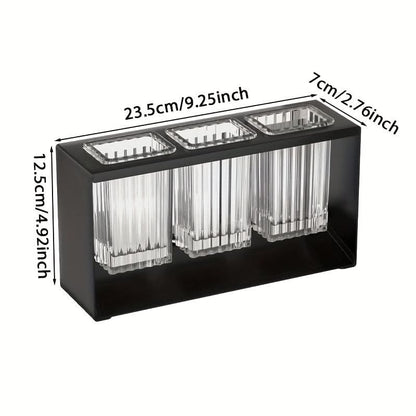 Utensil Holder 3 Cup Multi-Compartment Built-In Drain