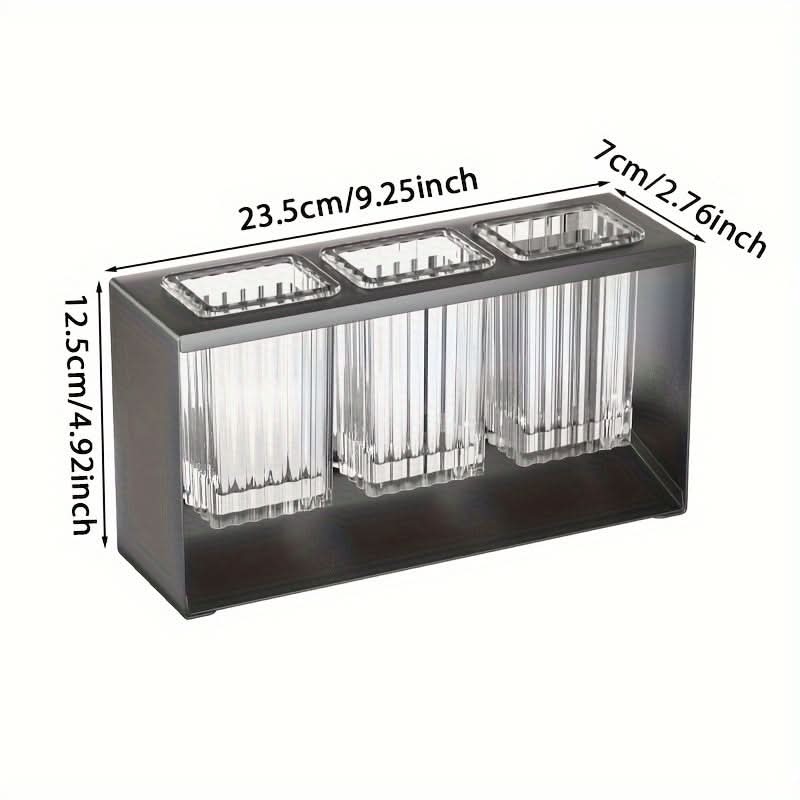 Utensil Holder 3 Cup Multi-Compartment Built-In Drain