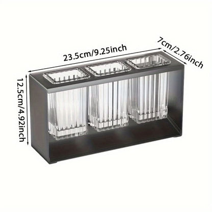 Utensil Holder 3 Cup Multi-Compartment Built-In Drain