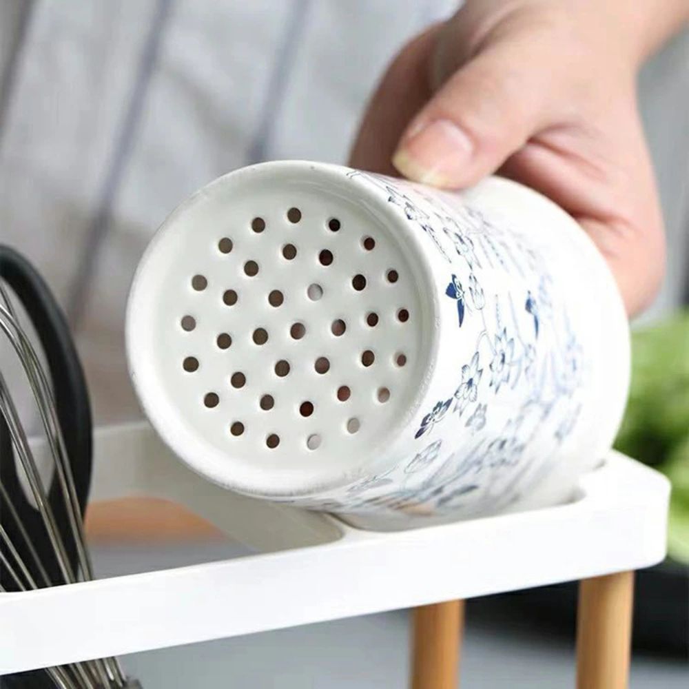 Utensil Holder Ceramic Labeled Set of 3