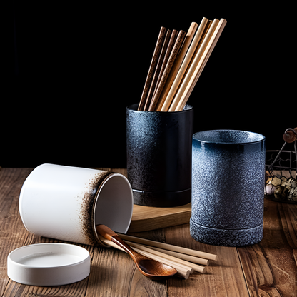 Utensil Holder Ceramic With Drainage Holes