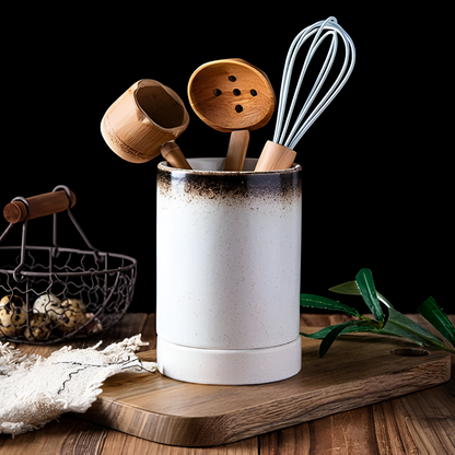 Utensil Holder Ceramic With Drainage Holes