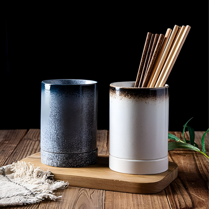 Utensil Holder Ceramic With Drainage Holes