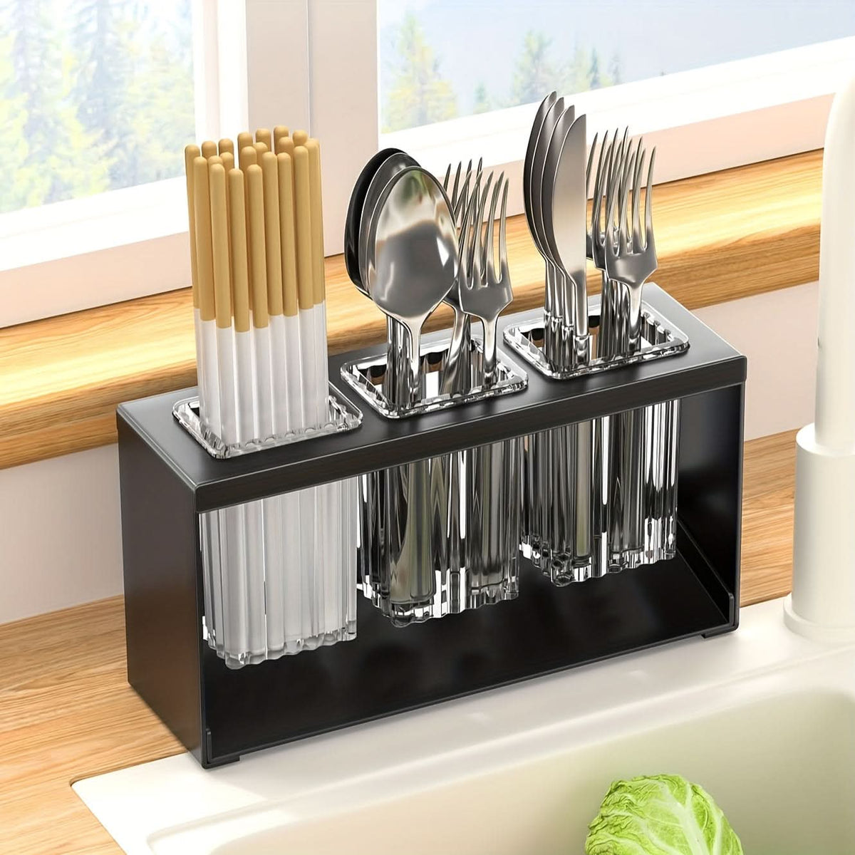 Utensil Holder Chopstick Organizer with Drainage Design