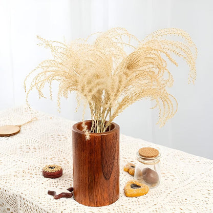 Utensil Holder Natural Wood Drainage Hole