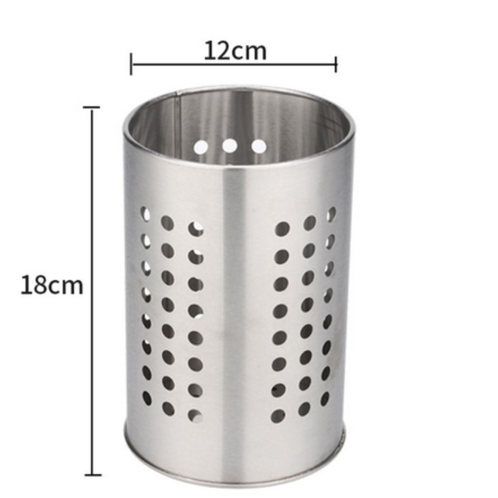 Utensil Holder Perforated Stainless Steel Rust-Resistant