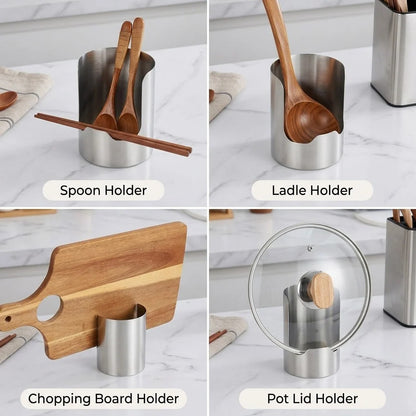 Utensil Holder Stainless Steel Space-Saving Vertical Design