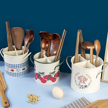 Utensil Organizer Enamel Cast Iron & Divider Lid