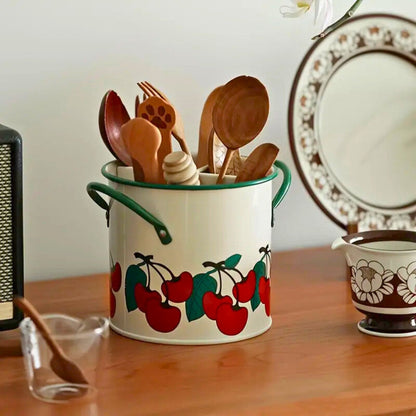 Utensil Organizer Enamel Cast Iron & Divider Lid