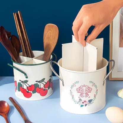 Utensil Organizer Enamel Cast Iron & Divider Lid