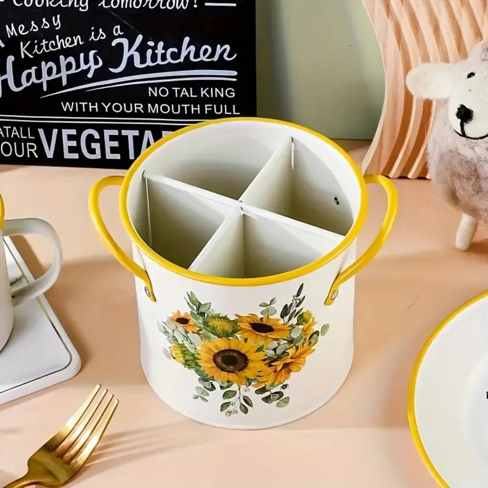 Utensil Organizer Enamel Cast Iron & Divider Lid